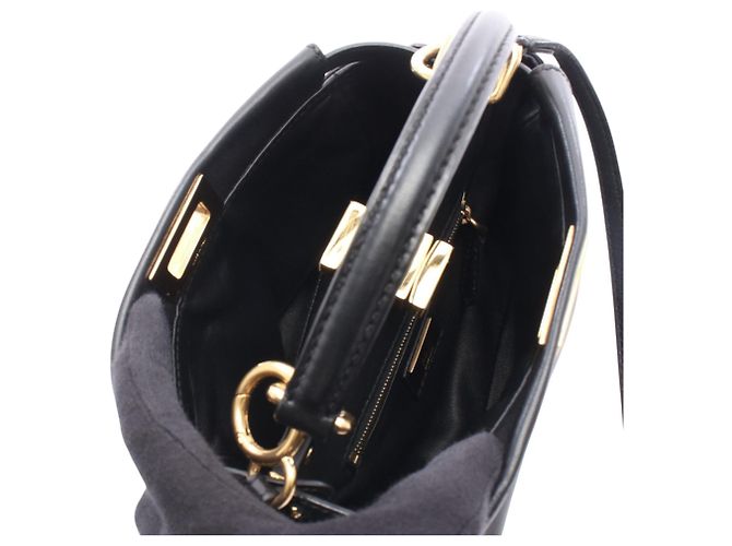 Borsa Satchel Fendi Peekaboo Iconic Mini in pelle nera - vista 4