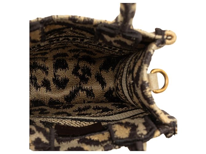 Dior Beige Mizza Mini Embroidered Canvas Leopard Vertical Book Tote - Ansicht 4
