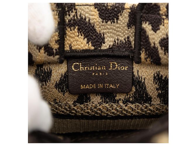 Dior Beige Mizza Mini Embroidered Canvas Leopard Vertical Book Tote - Ansicht 5