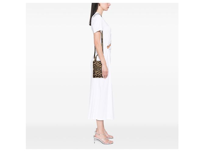 Dior Beige Mizza Mini Embroidered Canvas Leopard Vertical Book Tote - Ansicht 6