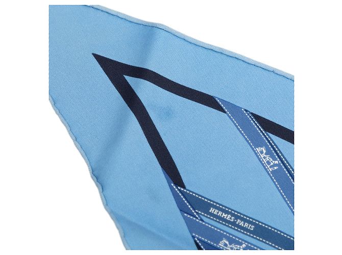 Hermès Blue Bolduc Pointu Seidentuch Dreieck - Ansicht 8