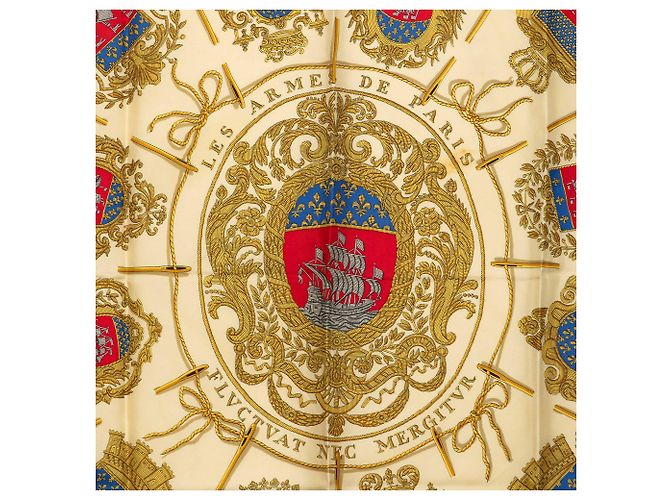 Lenço de seda Hermès Beige Les Armes de Paris 90 - vista 2