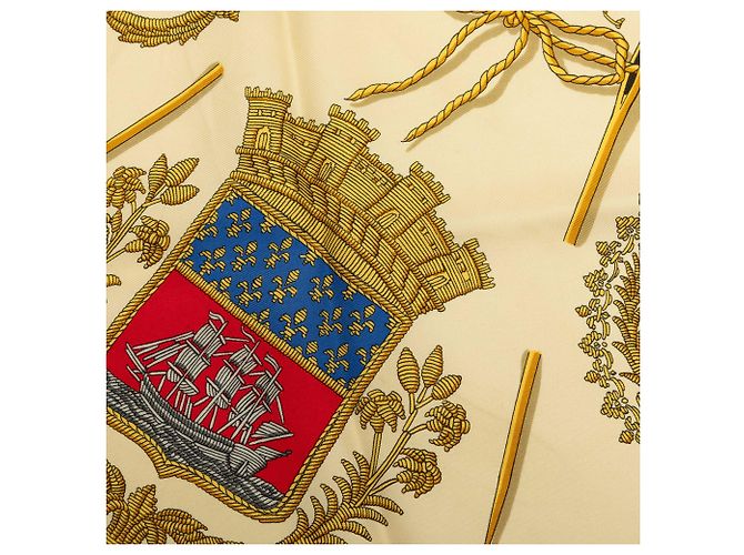 Lenço de seda Hermès Beige Les Armes de Paris 90 - vista 6