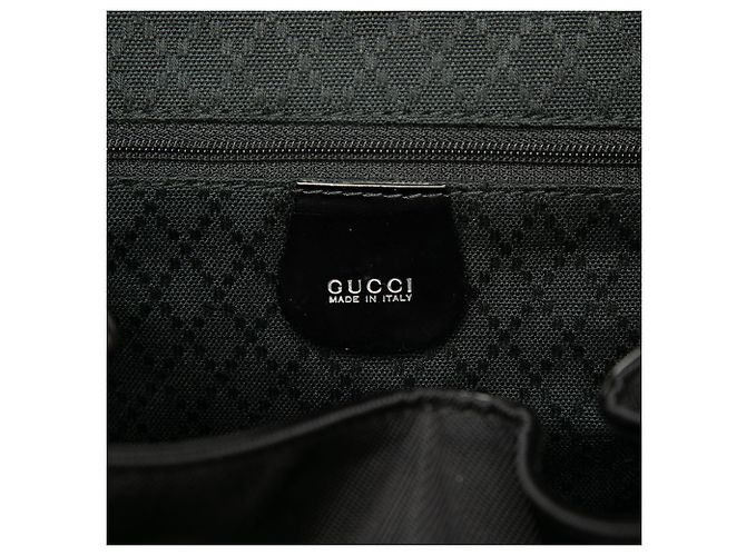 Bamboo Zaino Gucci Large in nylon nero con coulisse e bambù - vista 4