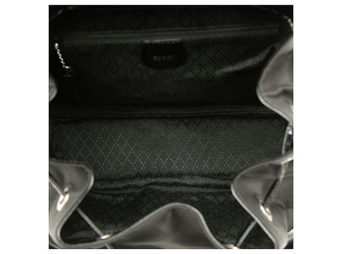 Bamboo Zaino Gucci Large in nylon nero con coulisse e bambù - vista 5
