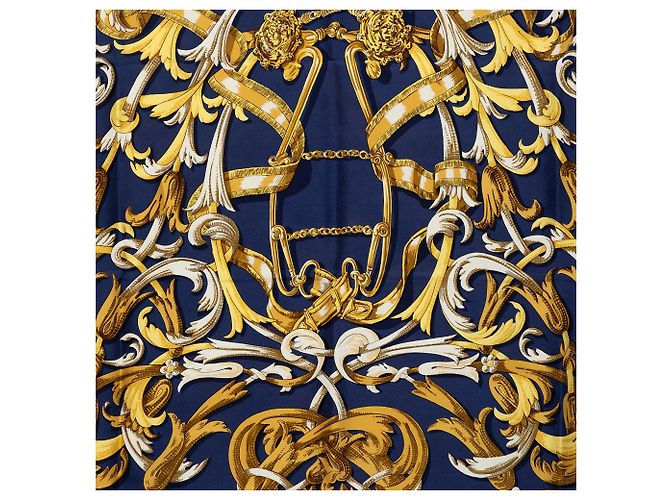Pañuelo de seda Hermès Blue Le Mors A La Conetable 90 - vista 2