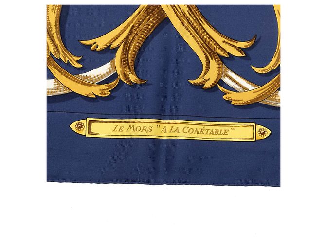 Pañuelo de seda Hermès Blue Le Mors A La Conetable 90 - vista 4