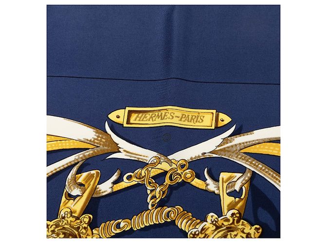 Pañuelo de seda Hermès Blue Le Mors A La Conetable 90 - vista 5