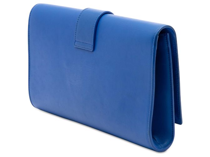Autre Marque Clutch Saint Laurent Chyc Ligne in pelle blu - vista 2