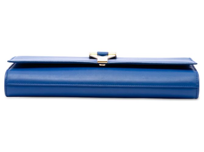 Autre Marque Clutch Saint Laurent Chyc Ligne in pelle blu - vista 3