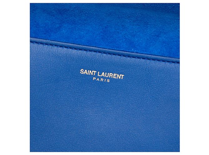 Autre Marque Clutch Saint Laurent Chyc Ligne in pelle blu - vista 5