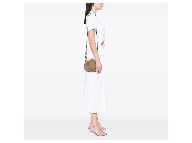 Borsa Nile Chloé Piccola in Pelle Beige con Cinturino da Polso - vista 6