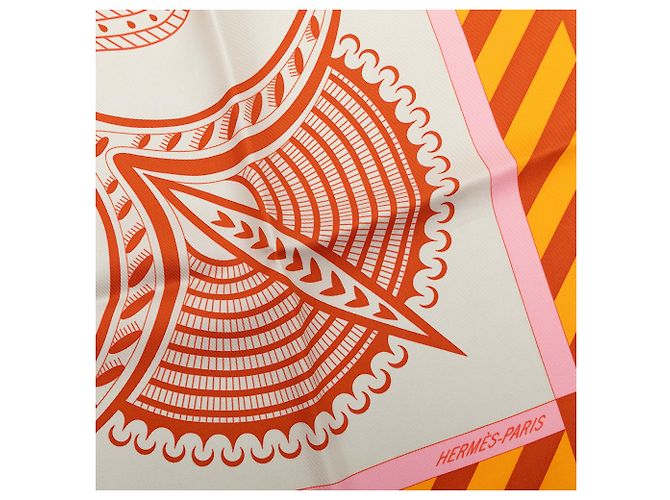 Hermès Orange Geometrie Cretoise Seidentuch 90 - Ansicht 5