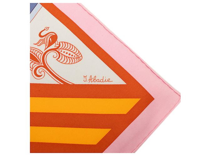 Hermès Orange Geometrie Cretoise Seidentuch 90 - Ansicht 6