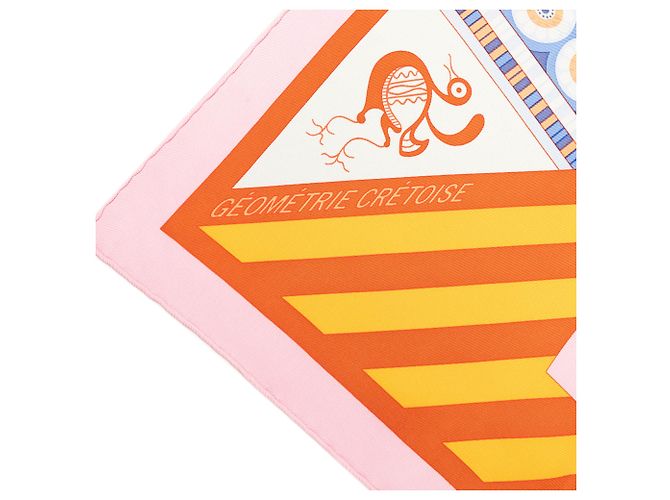 Hermès Orange Geometrie Cretoise Seidentuch 90 - Ansicht 7