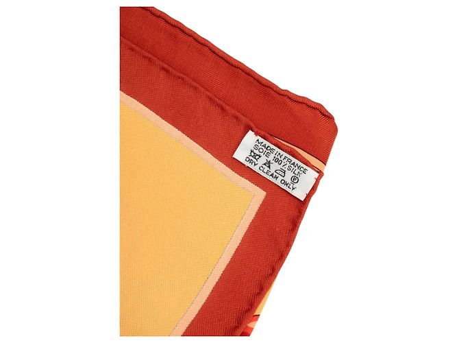 Foulard di Seta Hermès Orange Aux Pays Des Epices 90 - vista 4