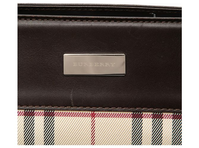 Borsa Tote Convertibile Burberry Beige House Check Canvas - vista 5