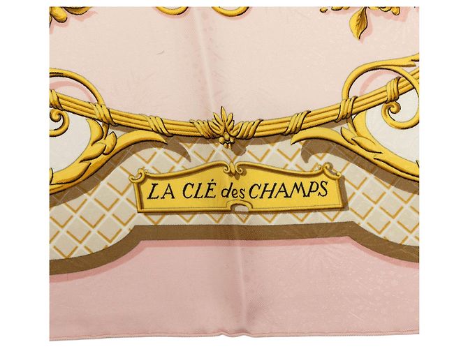 Foulard di seta Hermès Pink La Cle des Champs 90 - vista 6