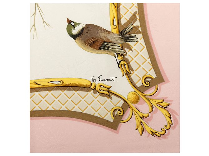Foulard di seta Hermès Pink La Cle des Champs 90 - vista 7