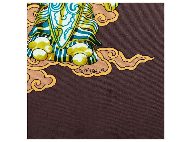 Pañuelo de seda Hermès Brown Galop Volant 90 - vista 3
