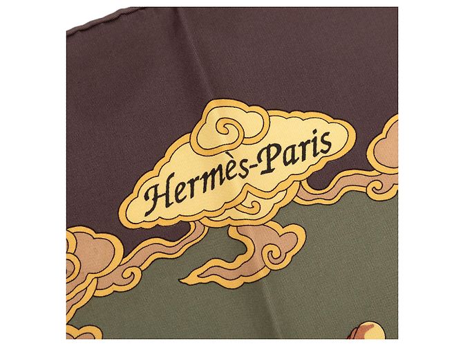 Pañuelo de seda Hermès Brown Galop Volant 90 - vista 5
