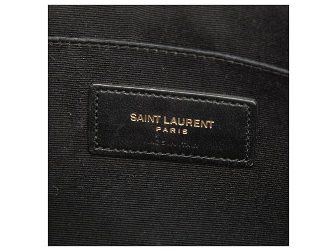 Autre Marque Portadocumenti Saint Laurent in pelle chevron nera con monogramma - vista 5