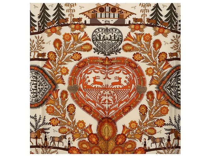 Pañuelo de seda Hermès White Decoupages 90 - vista 2