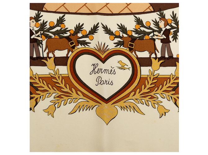 Pañuelo de seda Hermès White Decoupages 90 - vista 5