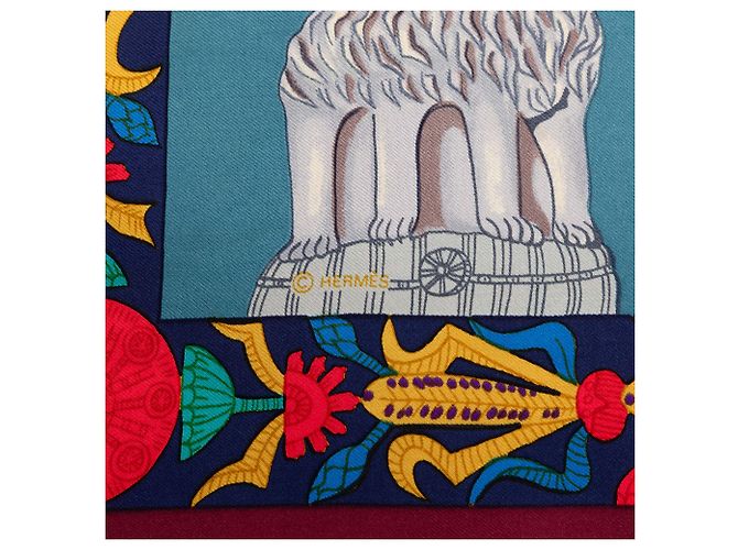 Pañuelo de seda Hermès Blue Torana 90 - vista 3