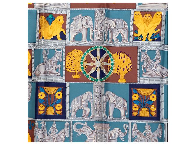 Pañuelo de seda Hermès Blue Torana 90 - vista 8