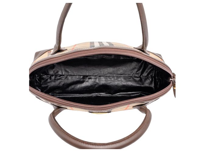 Burberry Beige Haymarket Check Canvas Dome Satchel - view 4