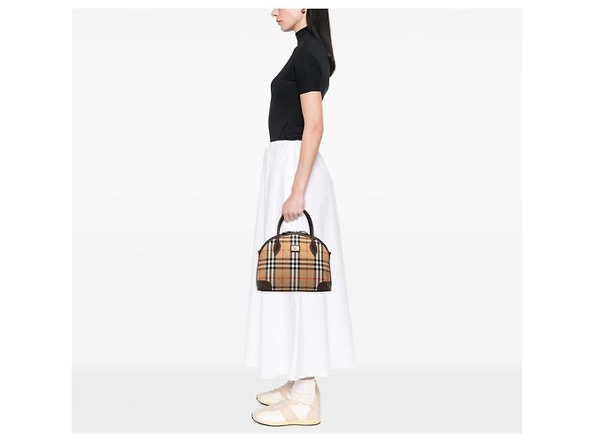 Burberry Beige Haymarket Check Canvas Dome Satchel - view 6