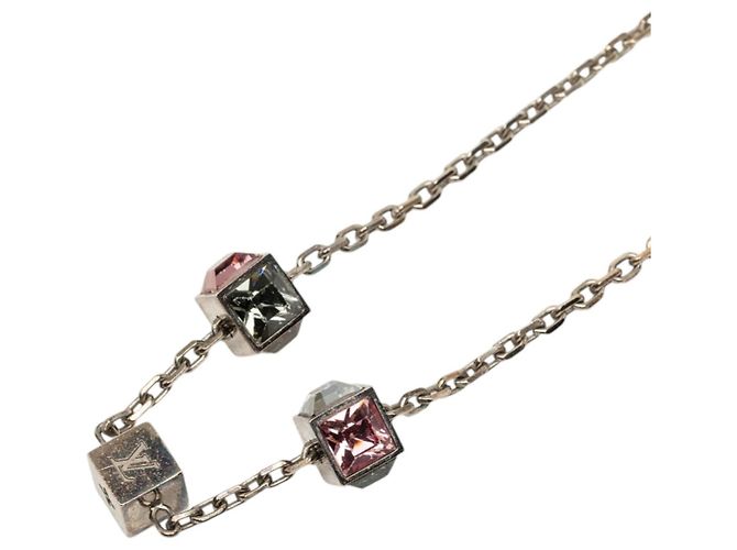 Collana Louis Vuitton Silver Brass Crystal Gamble Station - vista 2