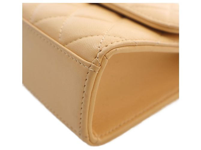 Chanel Beige CC Quilted Lambskin Faux Pearl Top Handle Flap - vista 11