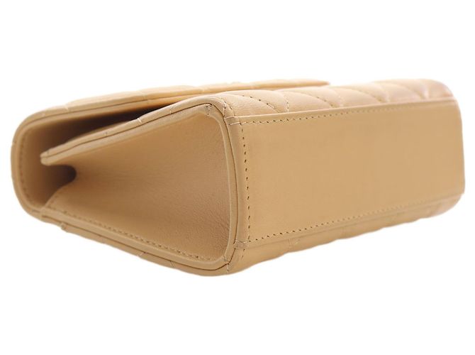Chanel Beige CC Quilted Lambskin Faux Pearl Top Handle Flap - vista 15