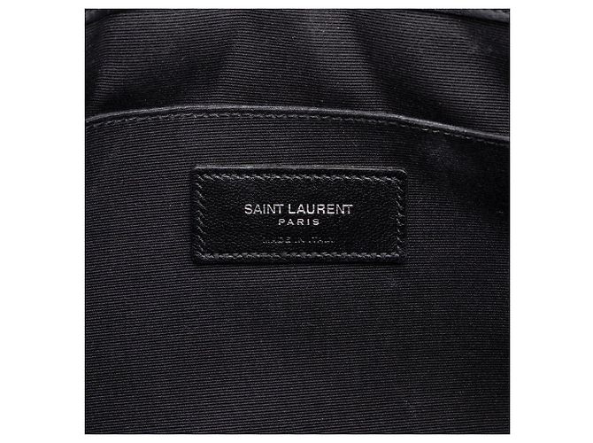 Autre Marque Portadocumenti Saint Laurent in pelle chevron nera con monogramma - vista 5