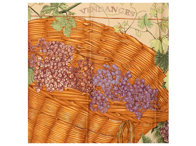 Lenço de seda Hermès Brown Vendanges 90 - vista 7