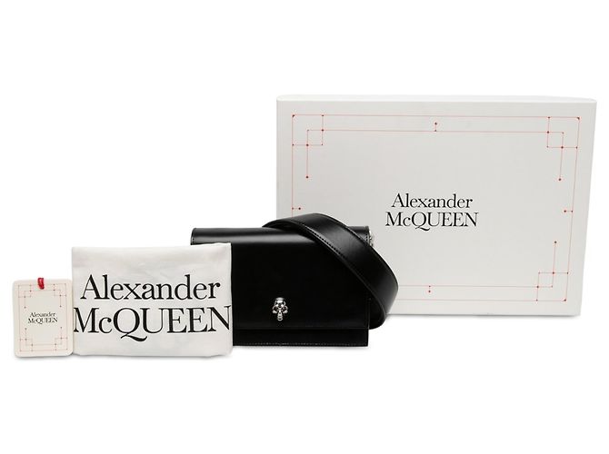 Borsa a tracolla Alexander McQueen Biker Skull in pelle nera - vista 6