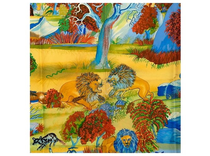 Foulard di seta Hermès Yellow Nuba Mountain 90 - vista 2