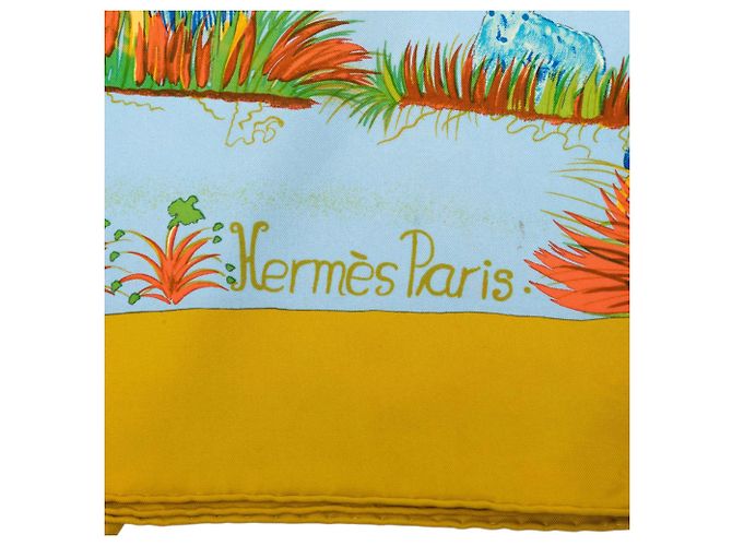 Foulard di seta Hermès Yellow Nuba Mountain 90 - vista 3