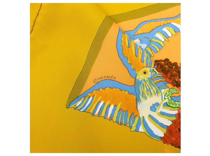 Foulard di seta Hermès Yellow Nuba Mountain 90 - vista 5