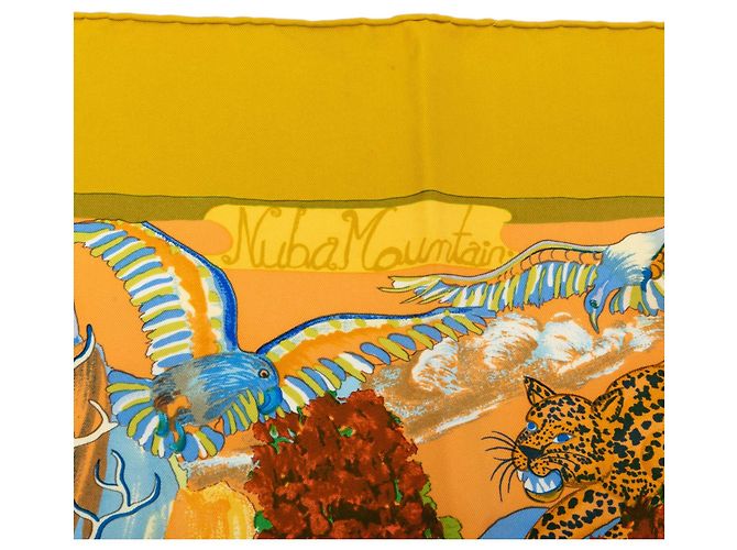 Foulard di seta Hermès Yellow Nuba Mountain 90 - vista 6