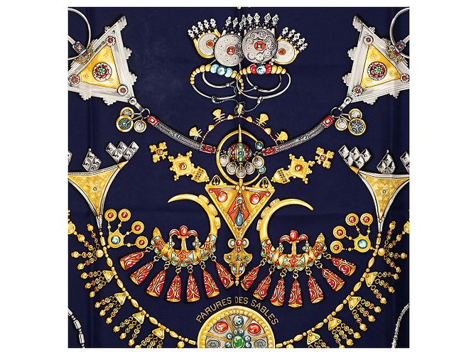 Hermès Blue Parures des Sables Seidentuch 90 - Ansicht 8