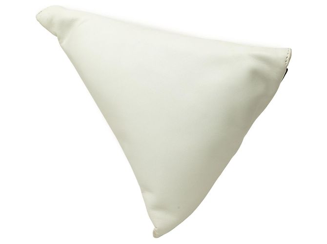 Clutch triangular LOEWE de piel de becerro blanca con lazo y cuña - vista 2