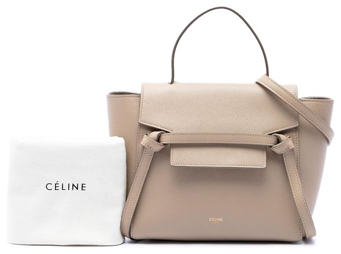 Belt Bag Céline Borsa cintura Celine Nano in pelle di vitello grana Beige - vista 7