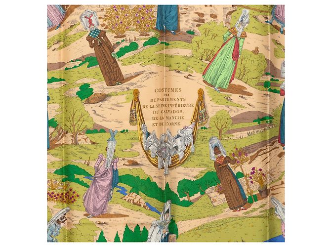 Hermès Blue Costumes Des Departments Seidentuch 90 - Ansicht 2