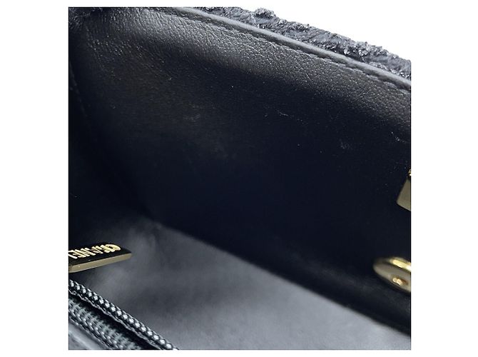 Borsa a tracolla con catena Chanel in tweed nero - vista 10