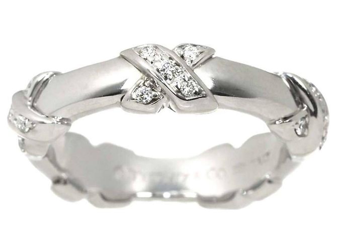 Autre Marque Anello fede Tiffany & Co. in oro bianco 18K con diamanti - vista 2