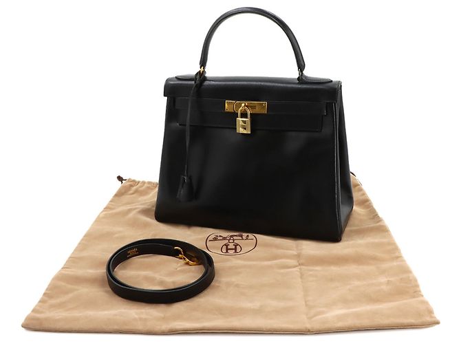 Hermès Borsa Hermes Kelly 28 in pelle Box Calf nera - vista 2