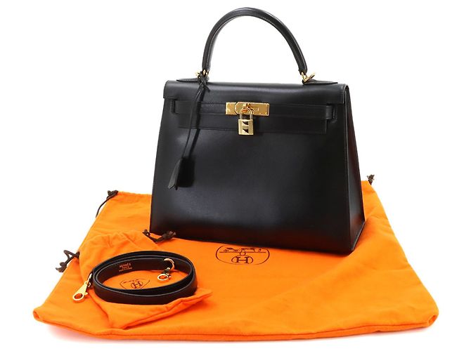 Hermès Borsa Hermes Kelly 28 Box Calf Black - vista 2